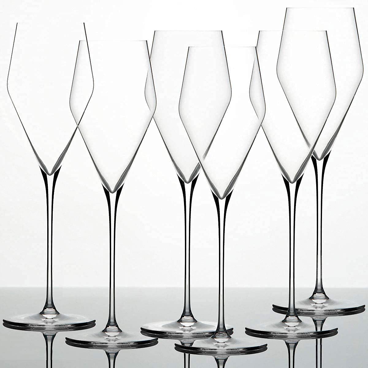 Palatina Werkstatt® Zalto Denk'Art - Set da 1, 2 o 6 bicchieri da champagne in vetro soffiato a bocca, lavabili in lavastoviglie + panno speciale per lucidare i bicchieri (6 pezzi)