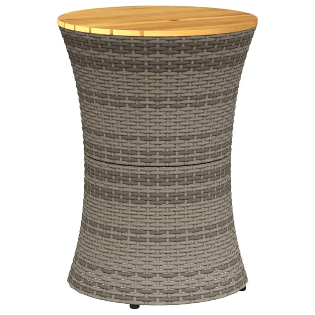 vidaXL Garden Side Table, Dining Table for Patio Terrace Balcony, Outdoor Table for Coffee, Modern Style, Drum Shape Grey Poly Rattan and Solid Wood