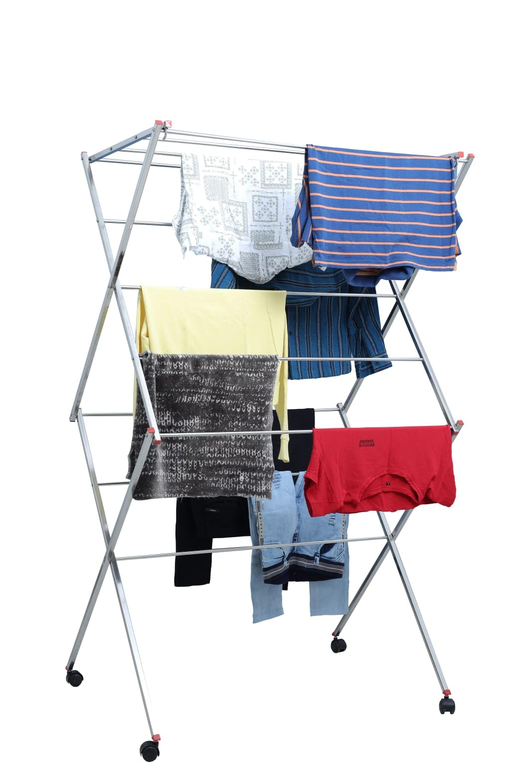 Super Heavy Duty - Extra Large 3 Tier Stainless Steel Foldable Cloth Dryer/Clothes Drying Stand (SY-CS8)-image-5