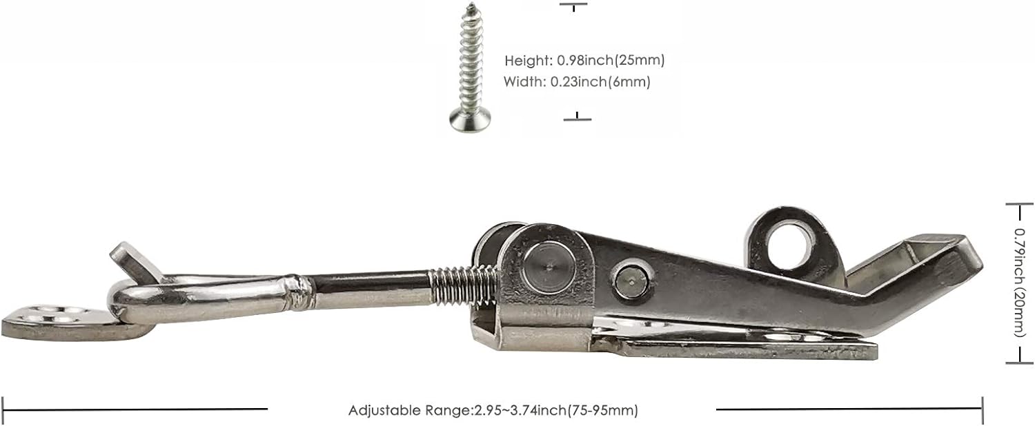 SYINE Adjustable Buckle Cabinet Boxes Lever Handle Toggle Latch Lock with Screws, 2 Pcs (SK-1S, 75-95mm)