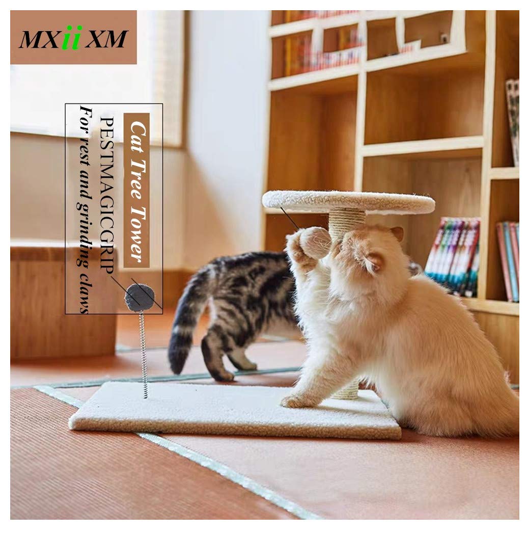 MXiiXM Cat Tree Tower, Cat Climbing Frame Furniture Scratching Post for Climber House Cat Play Tower Activity Centre for Playing Relax and Sleep (20.47 X 12.2 X 15 Inch, Creamy-White)