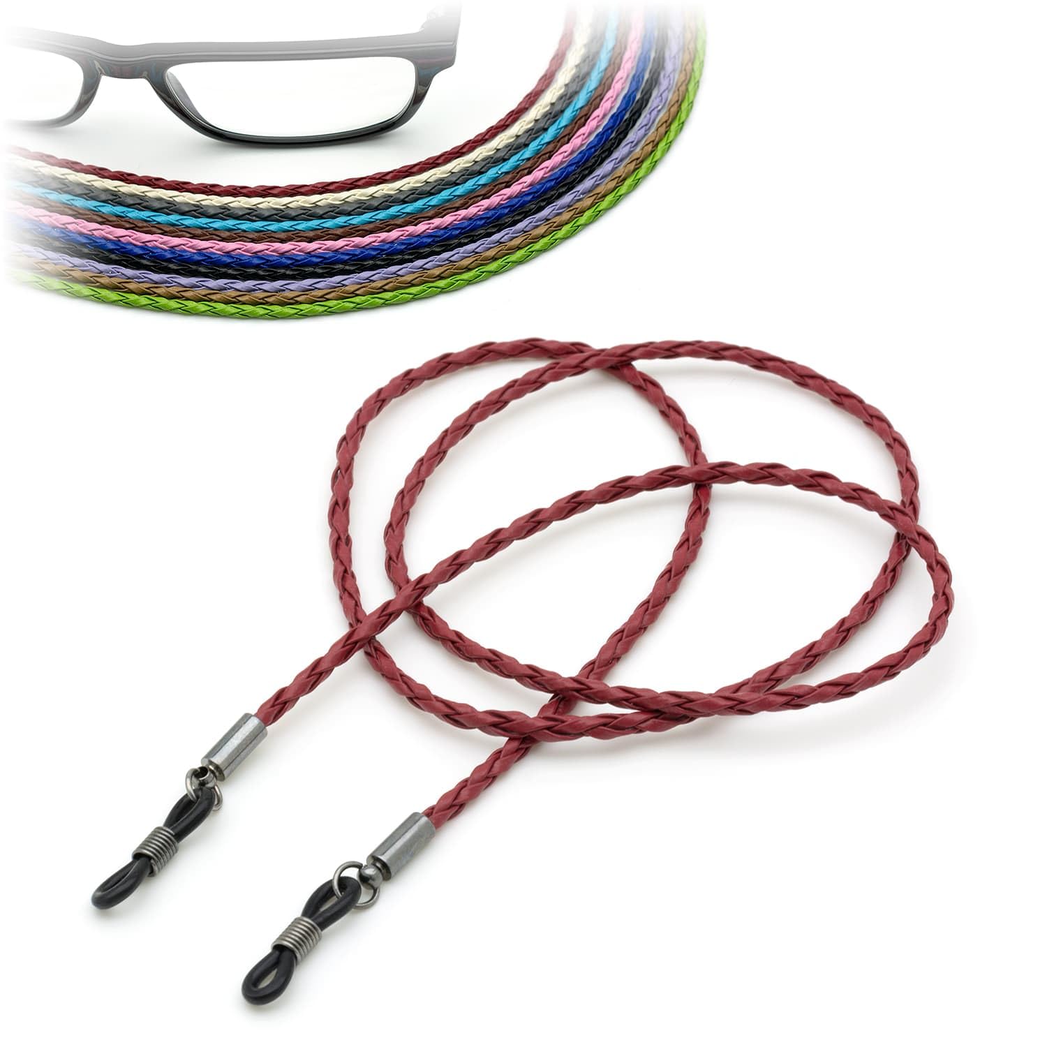 Ckb Ltd Unisex Red Pu Leather Spectacle Glasses Strap Sunglasses Cord Holder Neck Lanyard String 70Cm, 1 Piece
