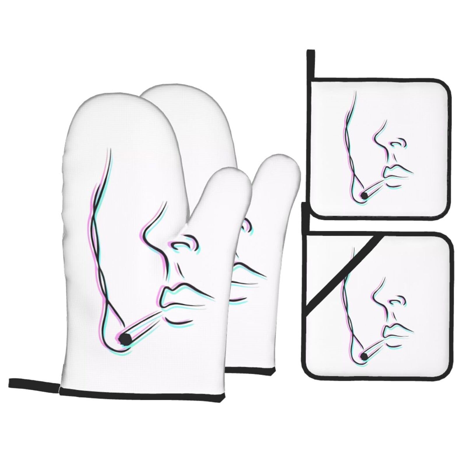 WHJSHOP Smoker Prints Kitchen Layers: Waterproof Oven Covers for Safe Handling & Easy Cleanup – 4 Piece Heat Protection Bundle