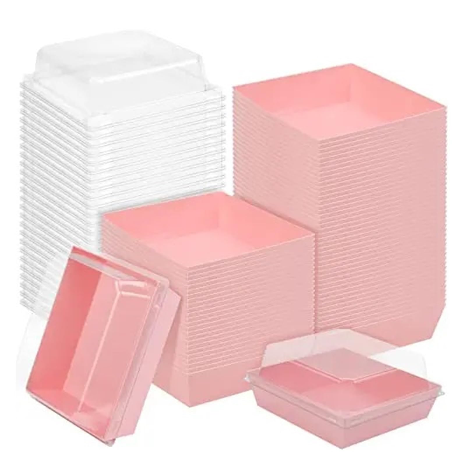Contenitori for Alimenti in Carta da Forno da 30/60 Pezzi Contenitori for Biscotti Scatole for Torte per Imballaggio Cake da Forno per Dessert(Pink,60Pack)