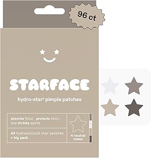 Starface Hydro-Star Earth Pimple Patches BIG PACK, Hydrocolloid, Clinically Proven Spot Shrinking in 6 Hours, Absorb Fluid, Reduce Redness, 4 Neutral Colors, Vegan, Cruelty-Free Skincare (96 Count)