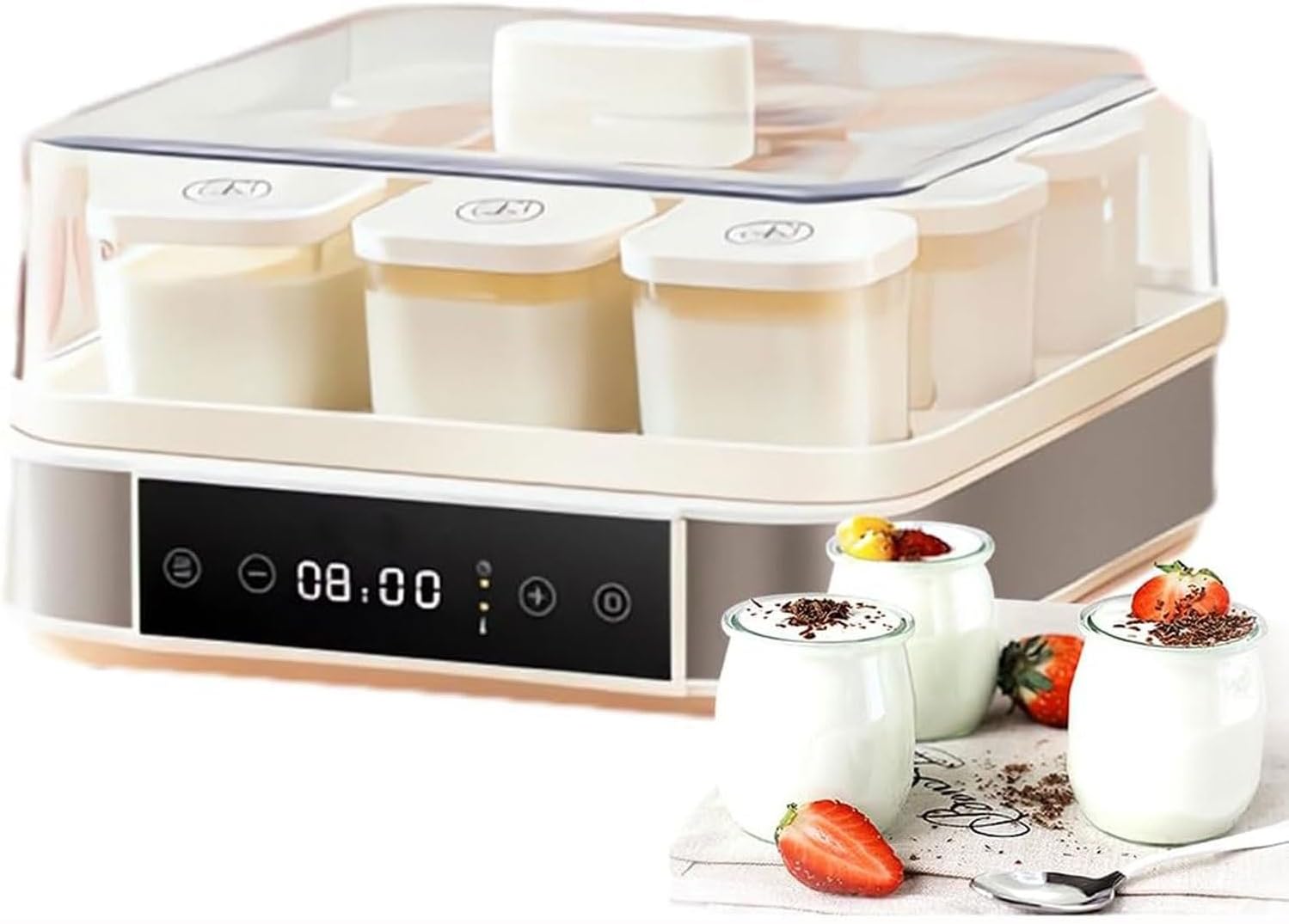 Automatic Yoghurt Maker Machine,9 * 170ml Automatic Fermentation Yogurt Machine with Adjustable Temperature & Time Control, Dough Proofer,for Yoghurt Dough Natto Rice Wine(Yogurt Machine)