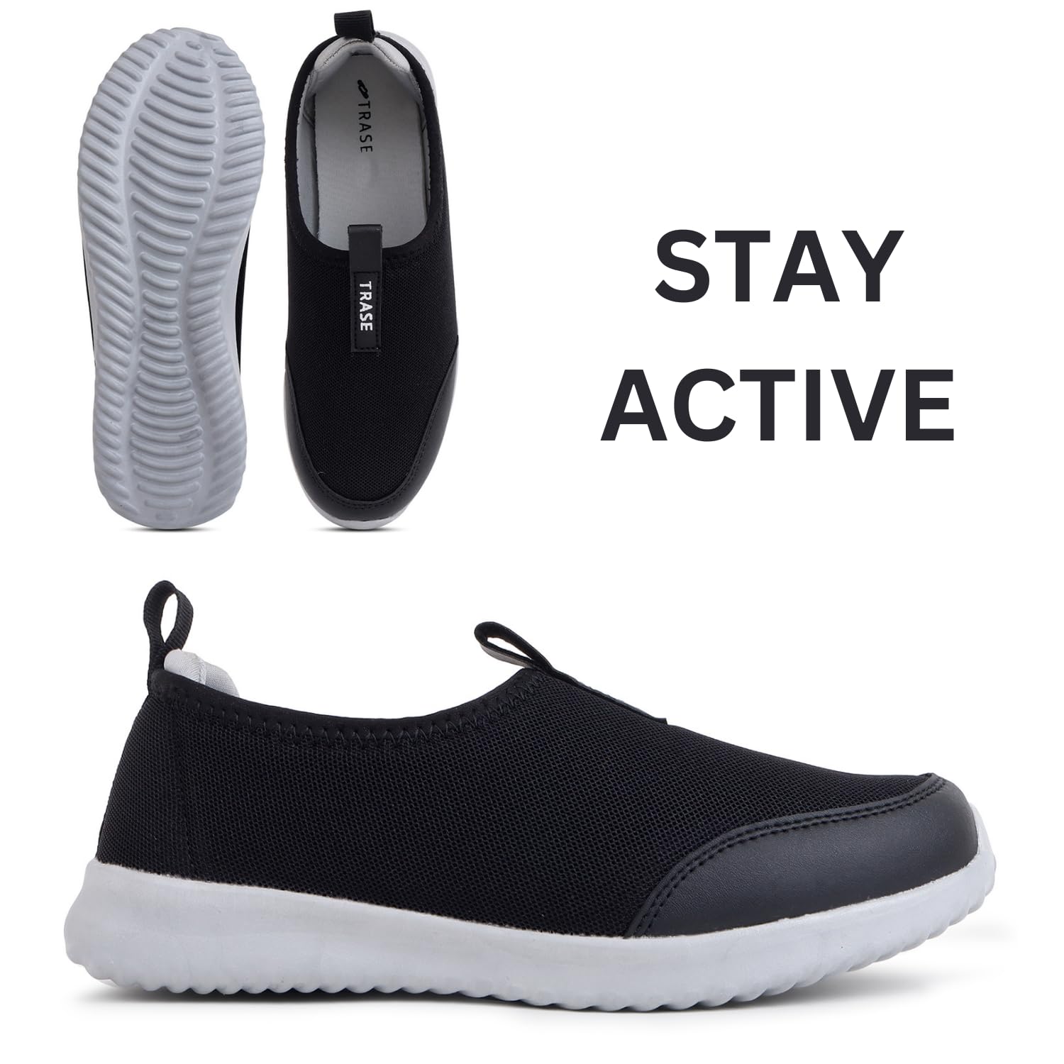 TRASE Sports Walking Shoes for Women, Lightweight & Comfortable (Black, 6 UK) 2