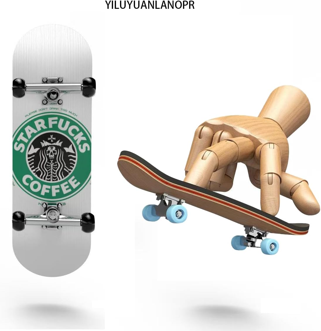Wooden, pro Fingerboard 29mm Mini handboard、Premium Fingerboard Ideal for Dexterity maneuvers (Coffee)