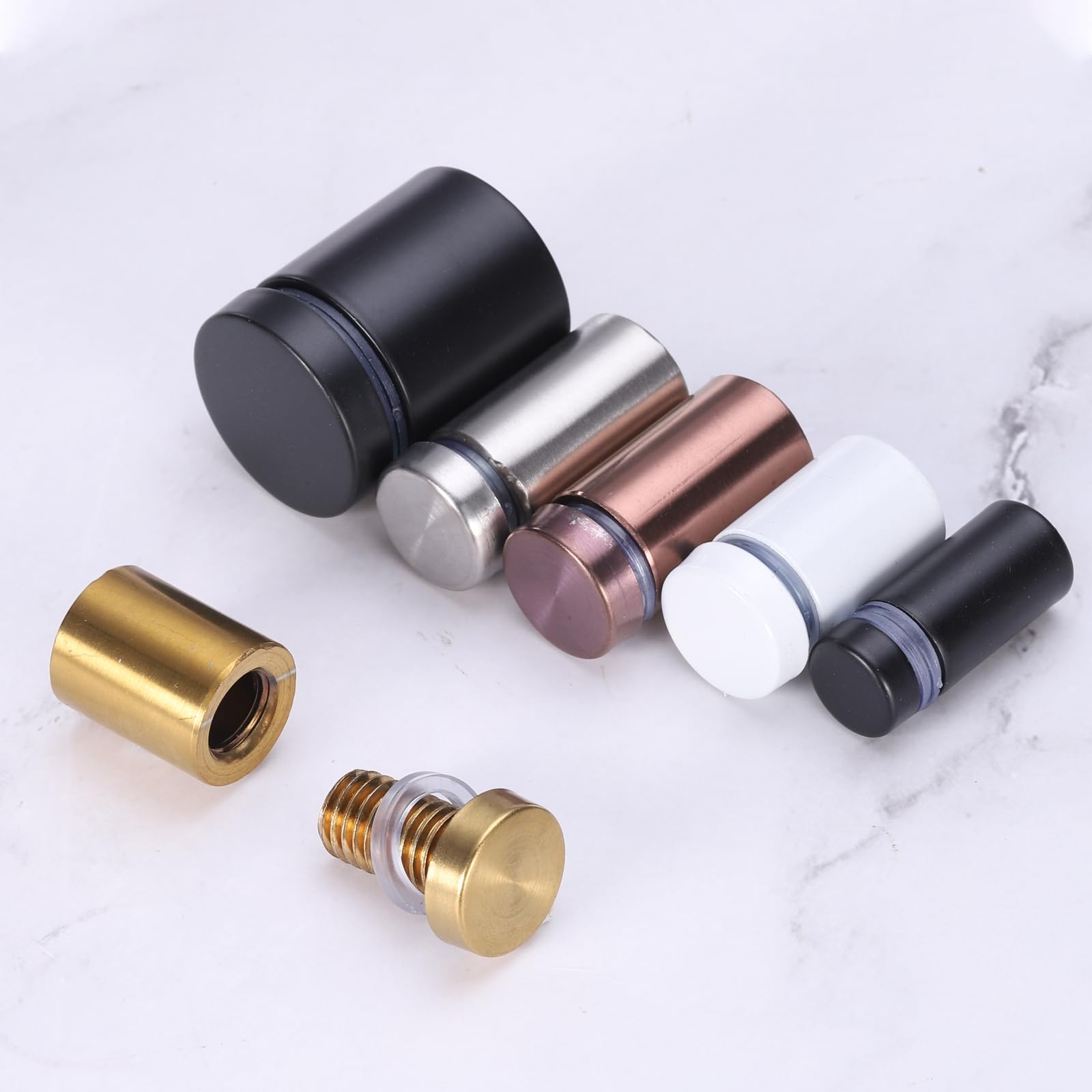 QUARKZMAN Kit 12+14 Viti In Acciaio Inox Spazzolato Oro – Supporti A Muro Per Insegne In Vetro E Acrilico, 3/4 X 4/5 Pollici