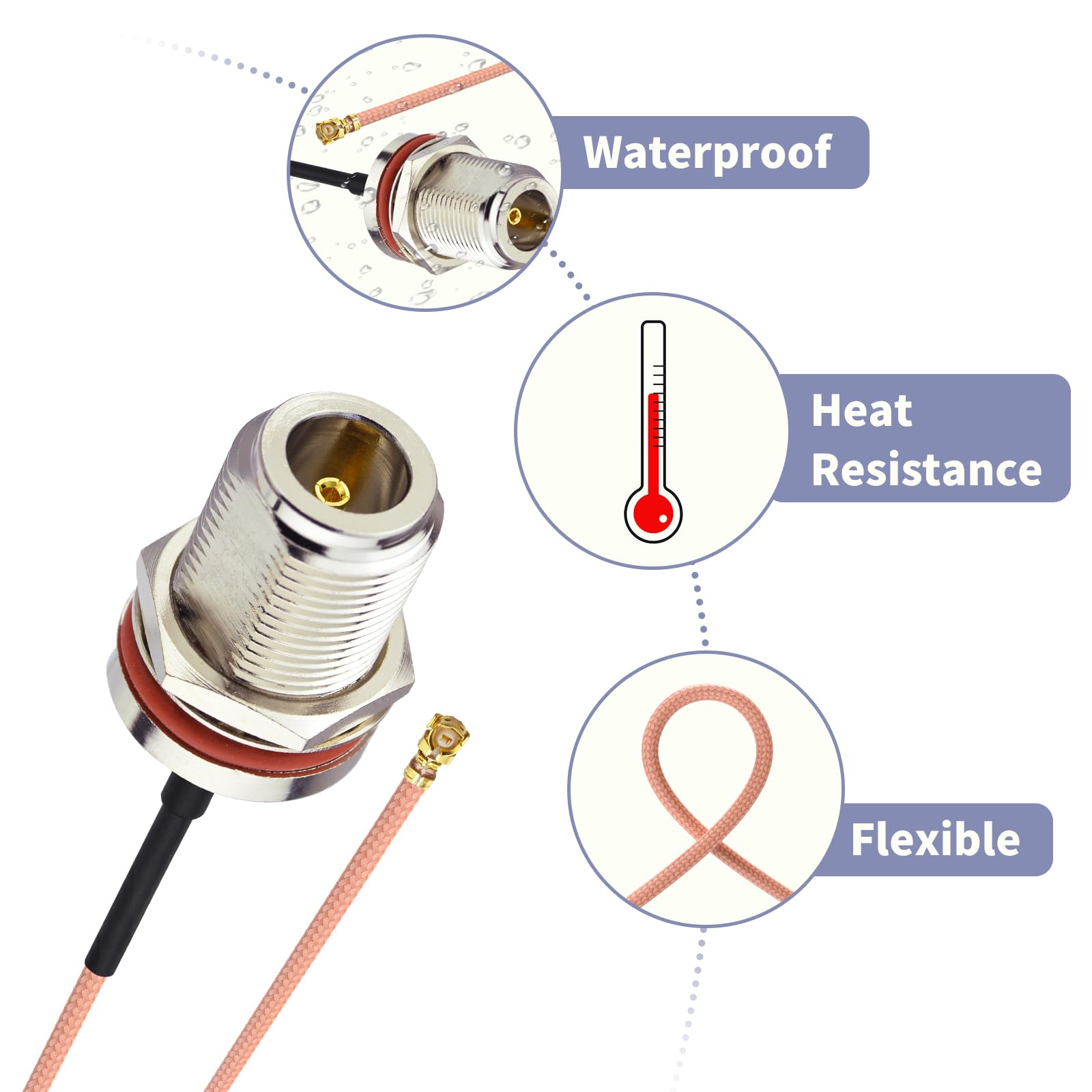 Vecys 2x Cavo Coassiale Pigtail U.FL To SMA Femmina – 30 Cm – RG178 50 Ohm – Per Antenna WiFi Router E Schede PCI