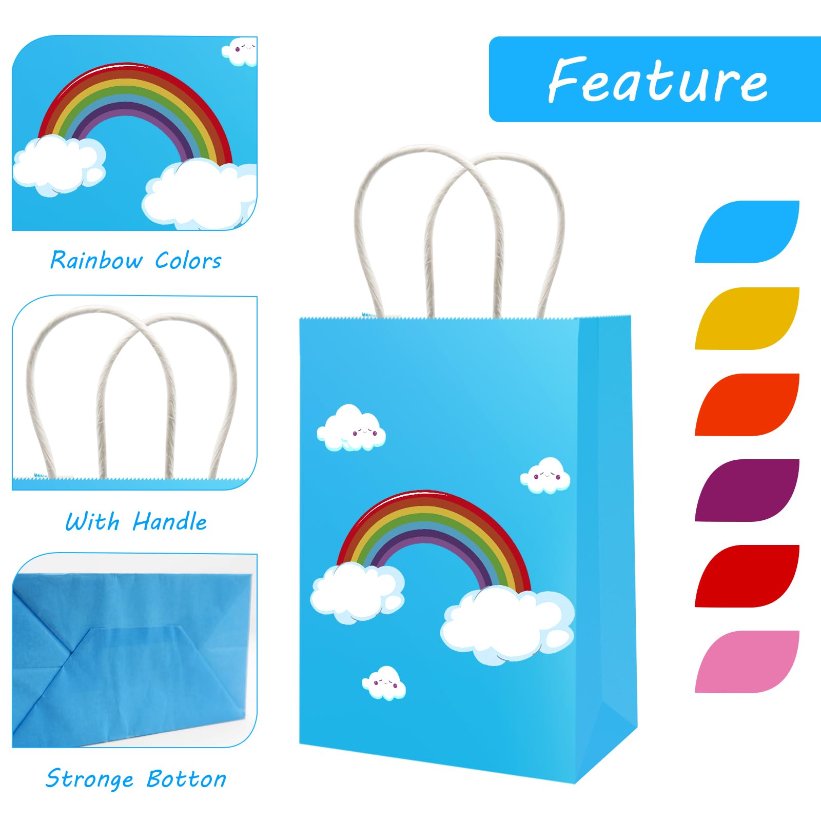 18 Pezzi Sacchetti Regalo Di Carta Arcobaleno, Sacchetti Regalo
