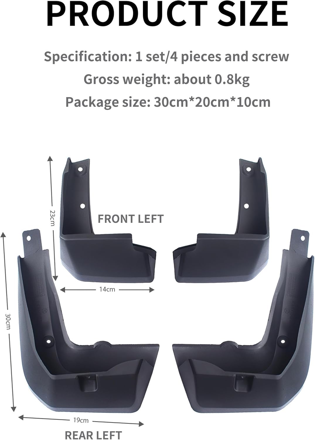 ontto Mud Flaps Fit for Honda Fit Sport 2018-2019,4 PCS Tire Mud Guard,Exterior Front and Rear Mudguard with Hardware Accessories,Black ABS Plastic Fender Flares,No Drilling Required
