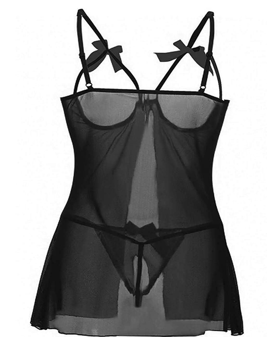 Women's Nylon Lycra Baby Doll (FF000048_Black_Standard)