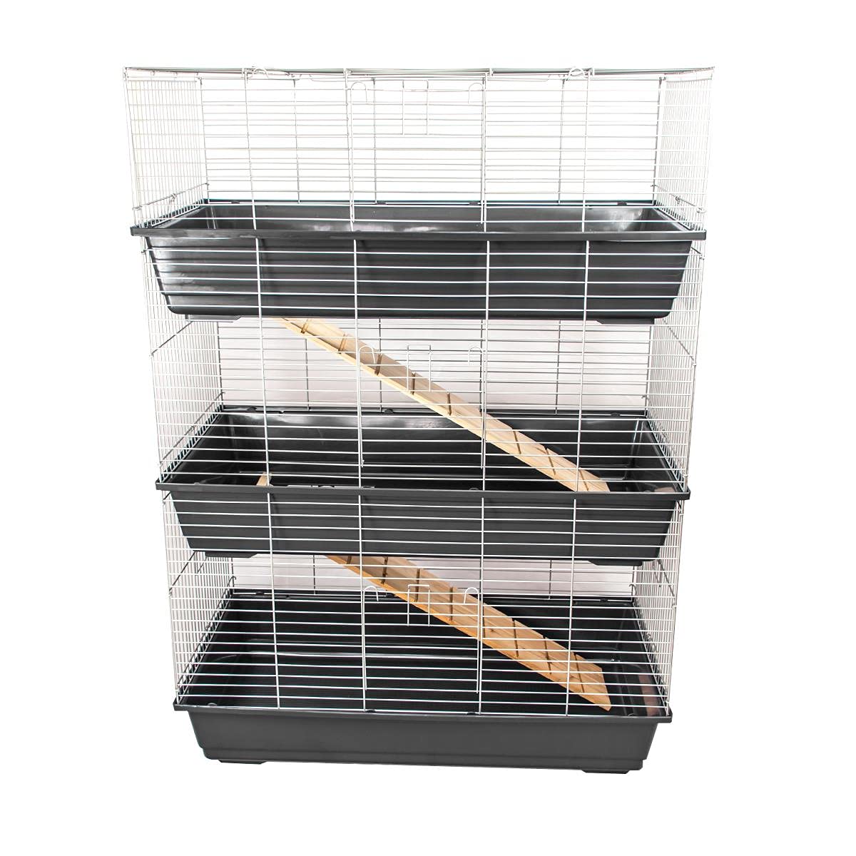 KCT Triple Level Indoor Rabbit Pet Cage Guinea Pig Animal 100cm - Dark Grey