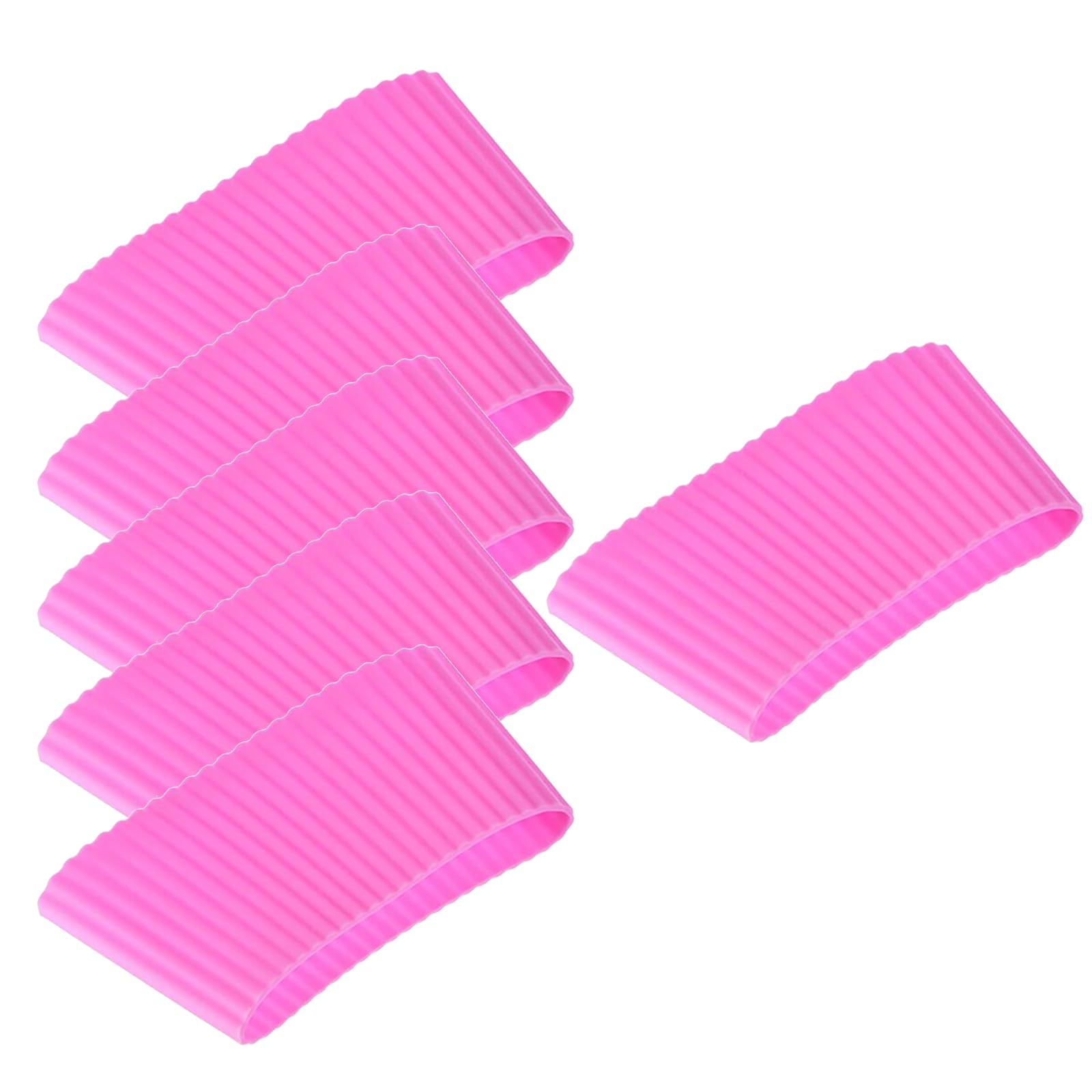 6Pcs Optional Silicone Multi-color Cup protector Cover, Nonslip Glass Bottle Mug Cup, Heat Resistant Reusable Sleeve Protector Cover for Hot Drinks Cold Beverages (Pink)