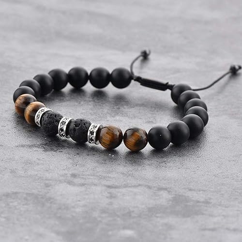 Mystiqs Deluxe - Pulsera de cuentas de lava, difusor de aceite esencial para hombres, mujeres, aromaterapia, ideal para antiestrés o antiansiedad Mystiqs Deluxe - Pulsera de cuentas de lava, difusor de aceite esencial para hombres, mujeres, aromaterapia, ideal para antiestrés o antiansiedad