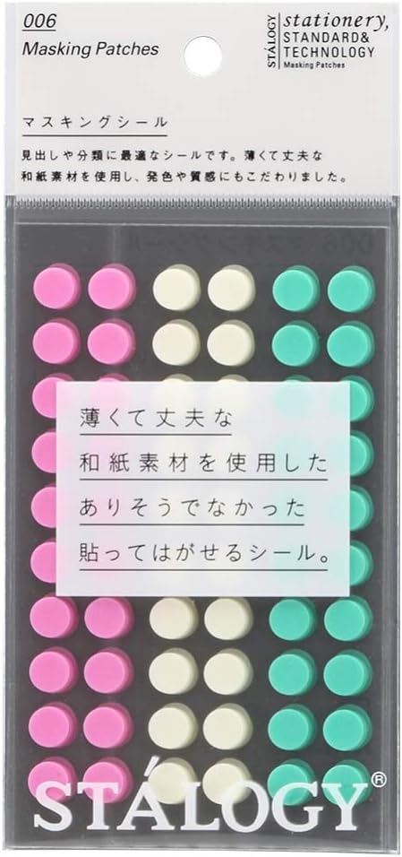 Stalogy S2226 S2 Masking Tape Patches: 0.3" diameter / 60 dots per sheet / 10 sheets per pack / 8mm wide, Shuffle Ice Cream