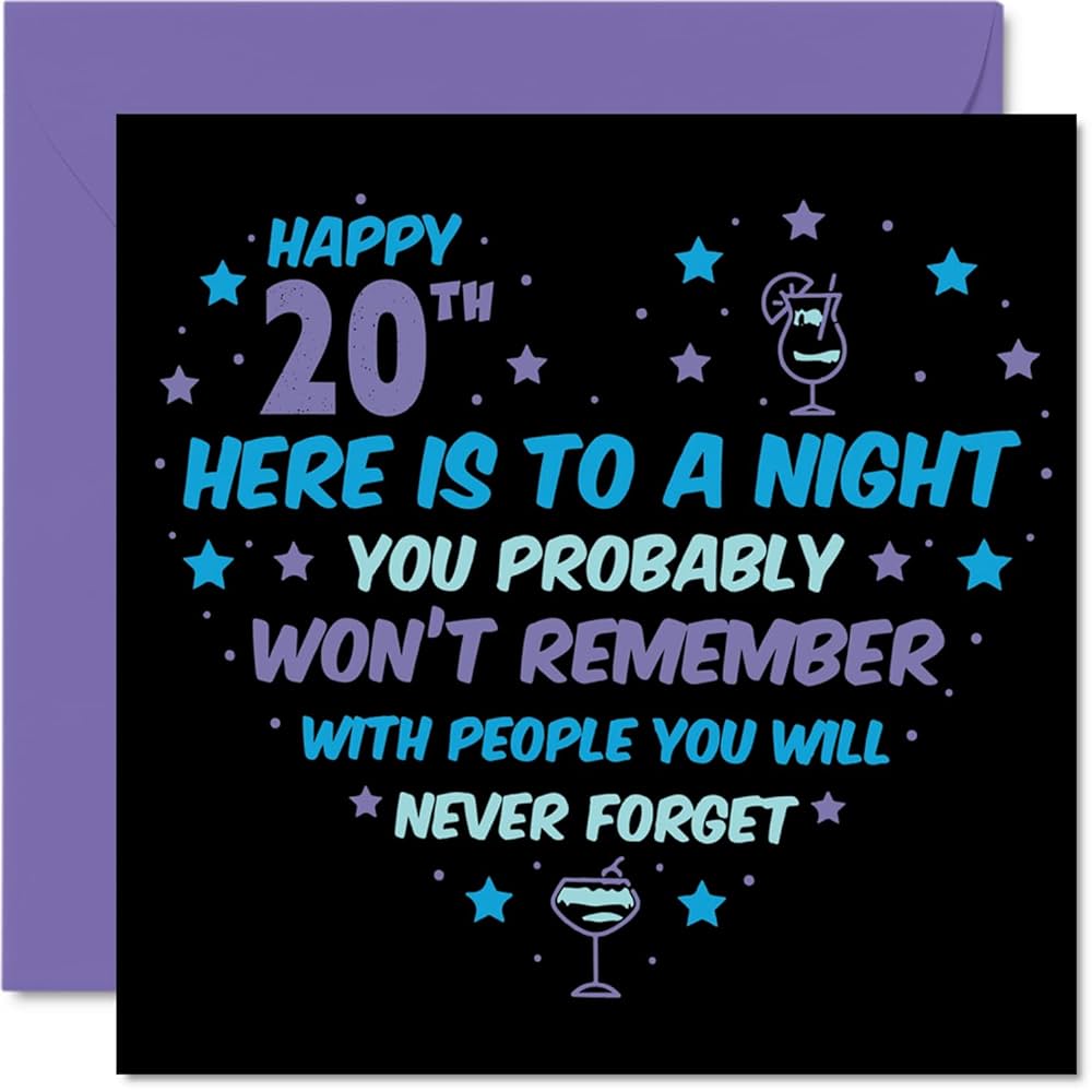 Funny 20th Birthday Card for Men Women - Won't Remember
