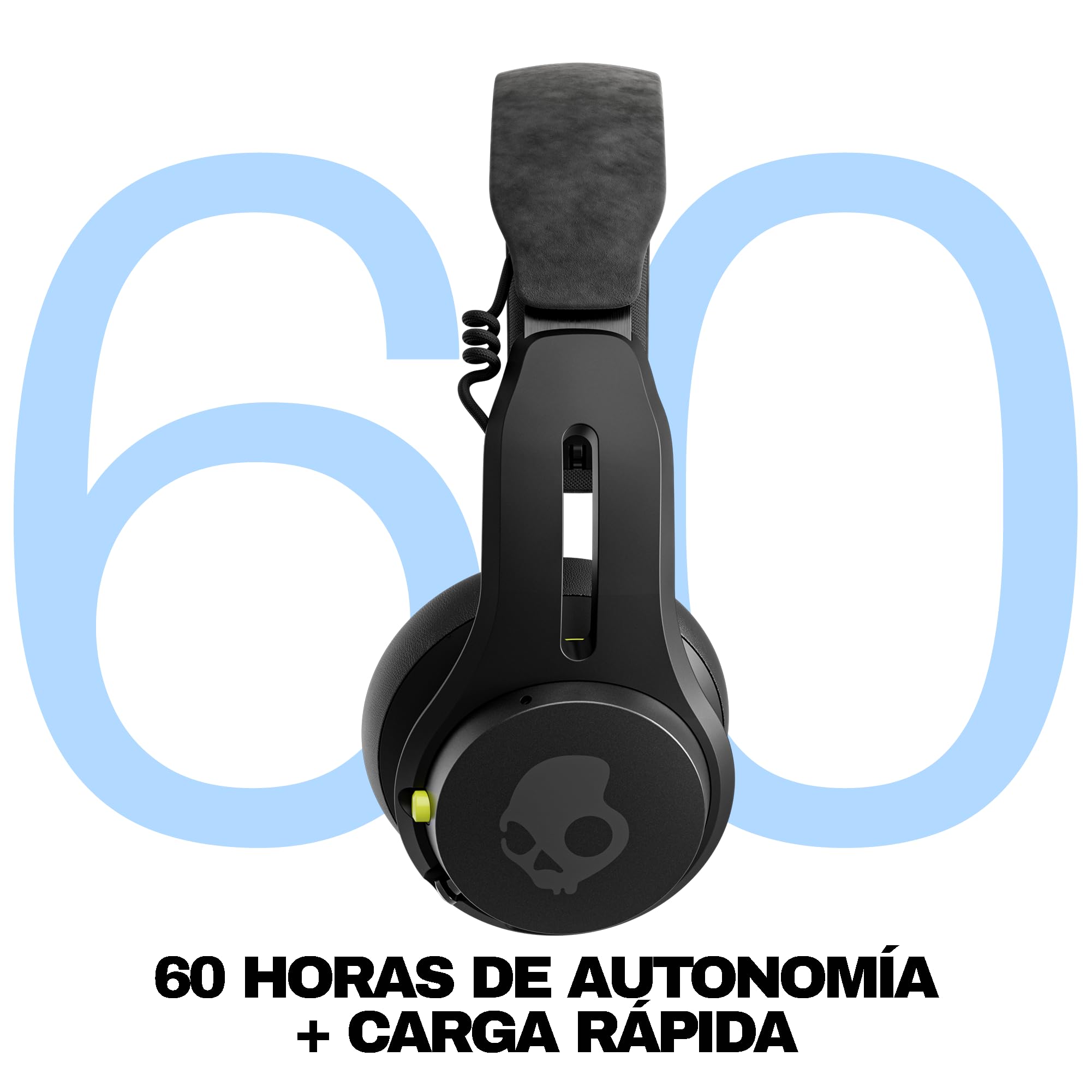 Skullcandy Icon ANC Wireless On-Ear Bluetooth Headphones, Active Noise Cancelling, Up to 60 Hours Battery, Sweat Water Resistant, Foldable and Durable, Microphone for iPhone Android - True Black