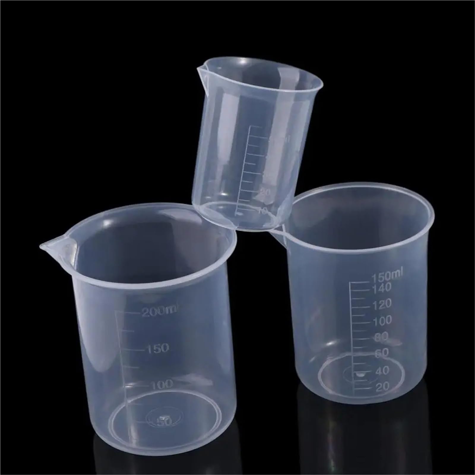 10PC Plastic Stackable Thickened for Kitchen Laboratory Test Beaker Mixing Cups Measuring Cup Graduated Cylinder Para Cocina Laboratorio(500ml)