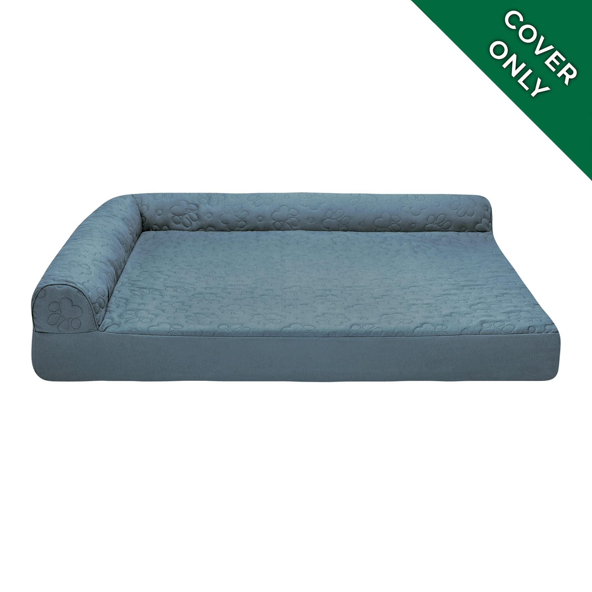 FurHaven Pinsonic Quilted Paw L Shaped Dog Bed Replacement Cover, Bluestone, Jumbo (X-Large), (Quilted Paw) Bluestone - Image 2