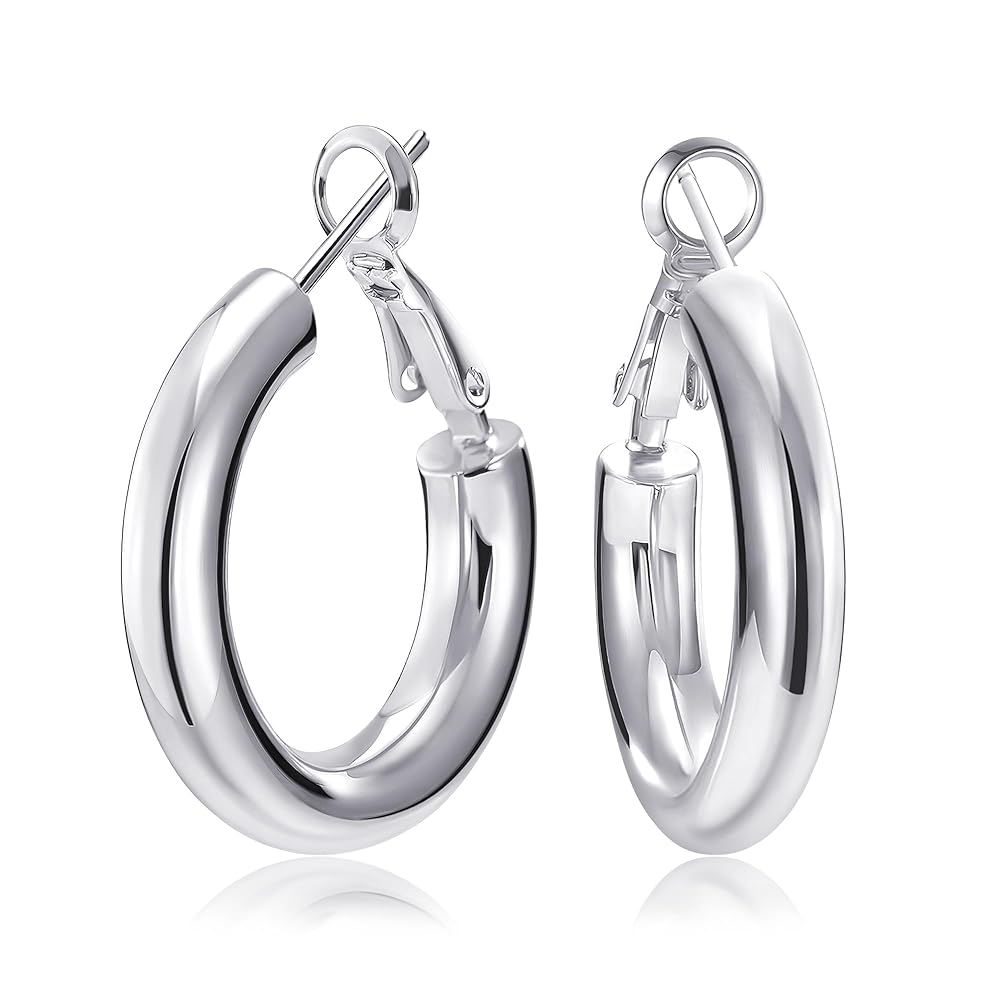 SHOWNII Chunky Gold Hoop Earrings - 14K Gold Plated Earrings