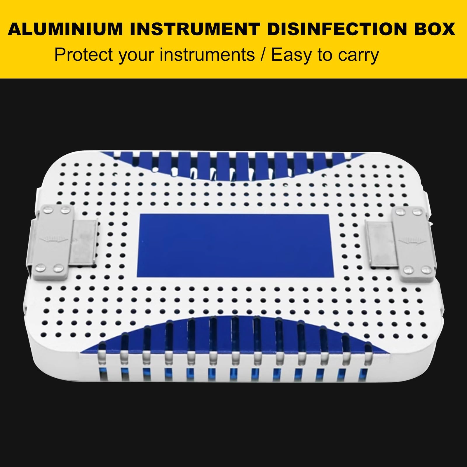Caja desinfección aleación aluminio for almacenamiento,caja esterilización instrumental quirúrgico,resistente a altas temperaturas presiones,ideal for hospitales,laboratorios dentistas(23x15x3cm-Singl