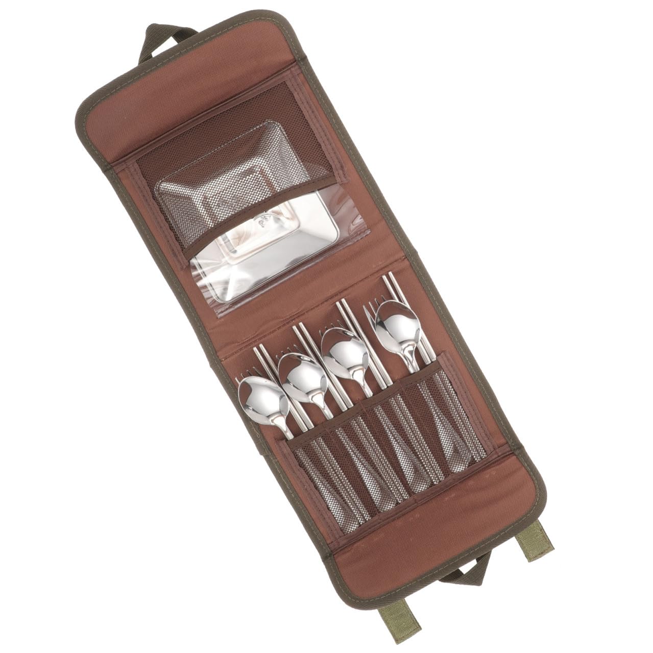 Garneck Campingbesteckset aus Edelstahl Picknickbesteck Silber mit Tragetasche für Camping und Reisen Zufällige Farbe