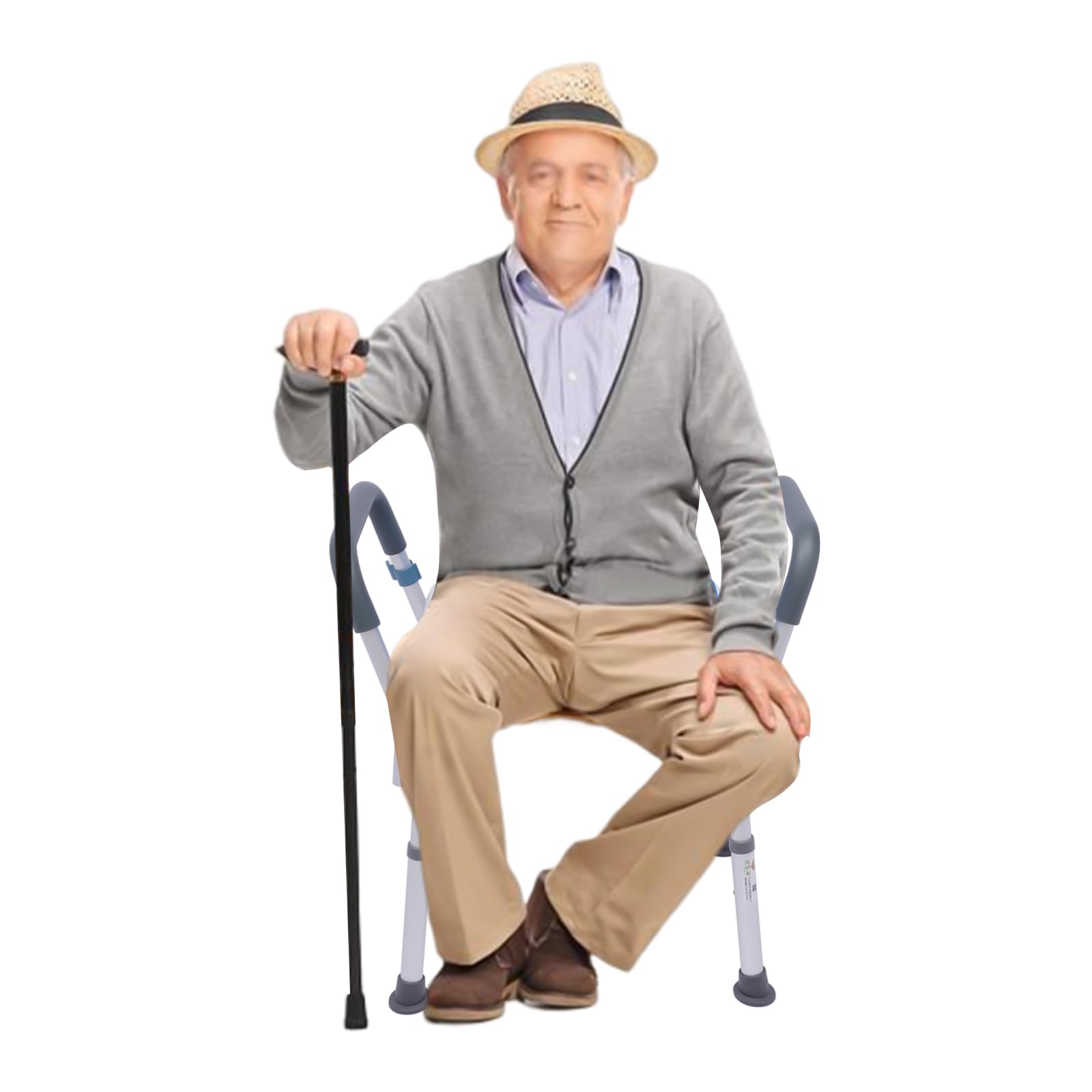 Taburete de ducha con reposabrazos, altura regulable, antideslizante, soporta hasta 150 kg, ayuda moderna para el baño para personas mayores