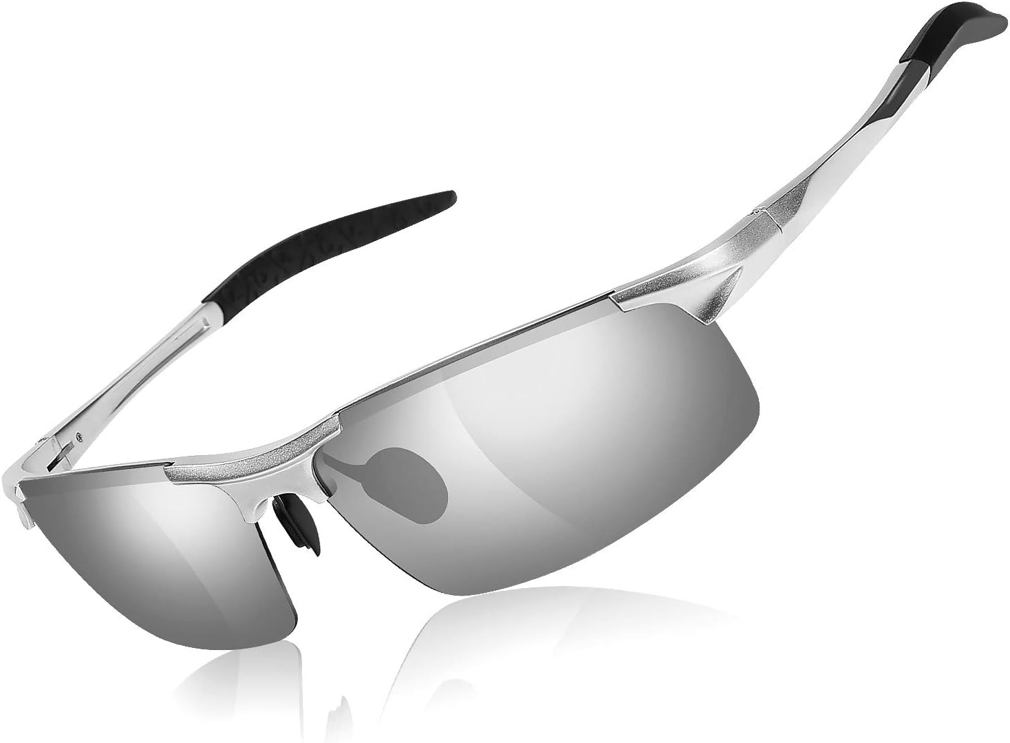 Mens Fashion Driving Polarized Sunglasses - Man Rectangular Glasses Al Mg Metal Frame Ultra Light 100% UVA UVB Protection for Driving Sport Golf Running Fishing