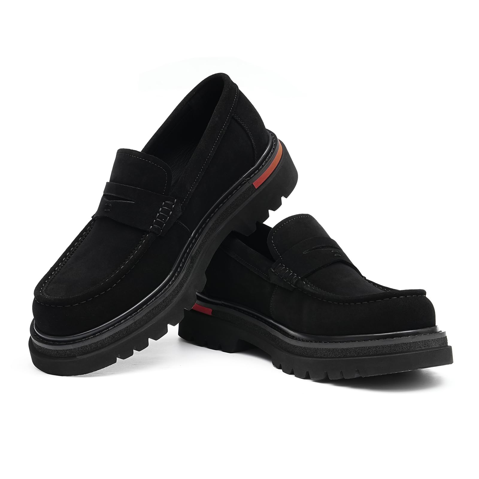 Generisch Herren Retro Bequeme Dicke Sohle Loafers Wildleder Freizeit Mokassins Slip On Schuhe