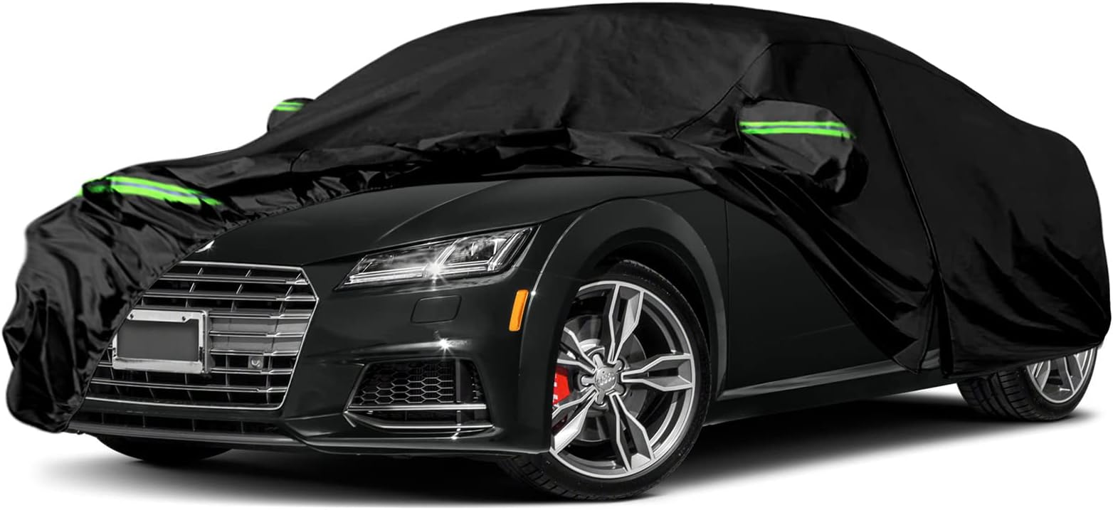 Waterproof Car Cover Replace for 2006-2023 Audi TT/TTS, 6 Layers All Weather Car Cover with Zipper Door & Windproof Bands for Snow Rain Dust Hail Protection (TT)