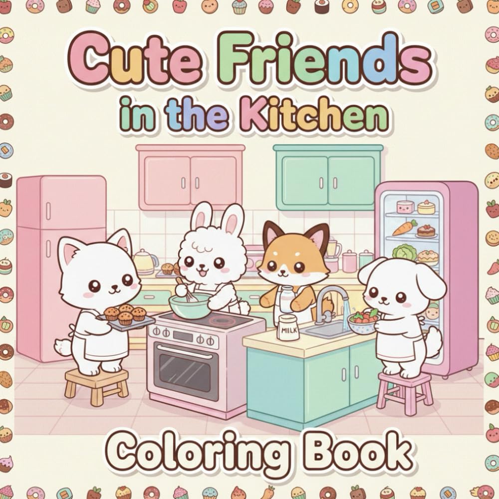 Cute Friends in the Kitchen Coloring Book: Adorable Cooking & Baking Scenes to Color | A Fun Gift for Kids Ages 3–8 (Cute Friends Animal Coloring Series)