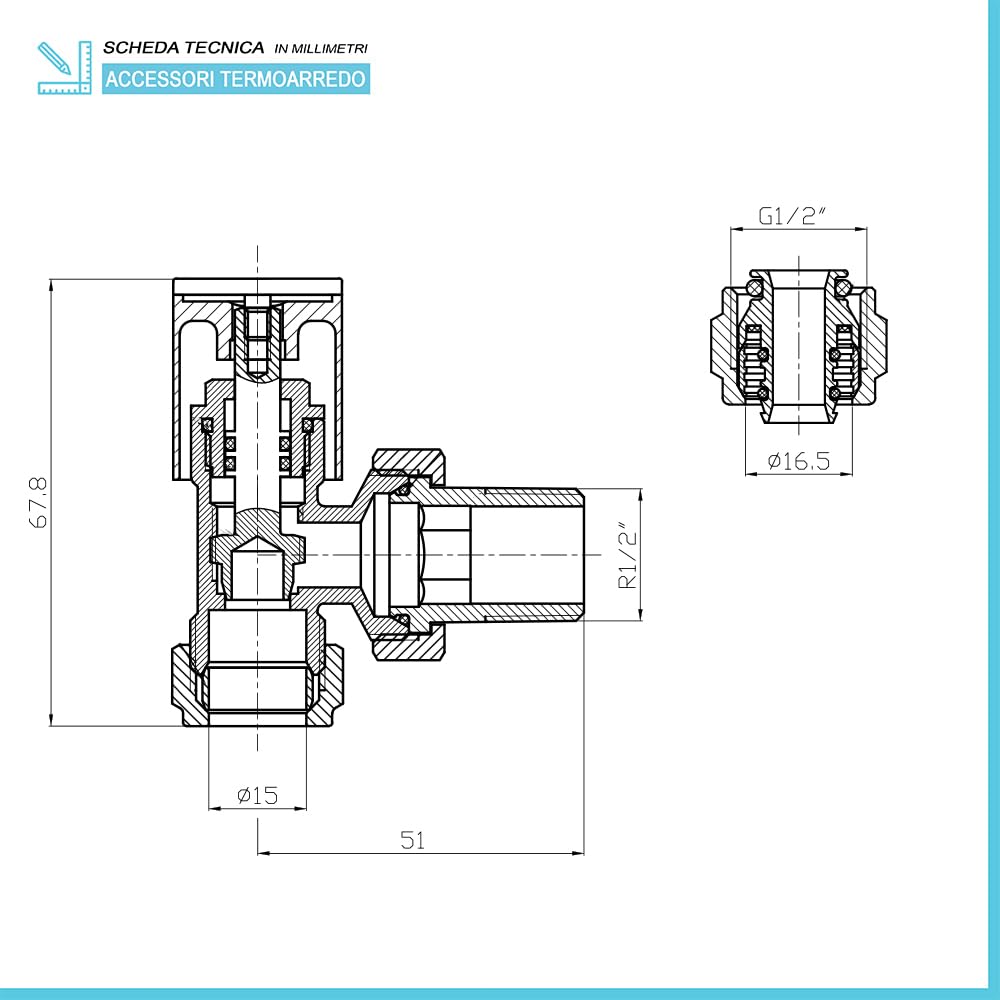 Set valvole scaldasalviette (Nero, Multi 16x2)