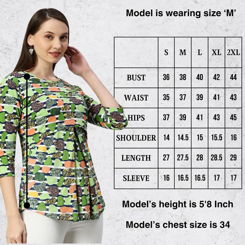 True Shape Feeding Tops for Mothers with Zip | Knitted Hosiery Zipless Maternity Tunic Shirt with Breastfeeding Access for Pre & Post Pregnancy(TST-149-L, Fern Green) 4