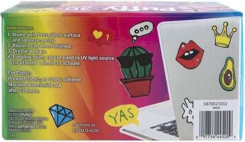 Miniatura 3 de Puffy Bulk Buy Paint - Juego de 30 pinturas 3D no tóxicas de alta calidad. Seguro para niños, ideal para proyectos escolares, permanente en tela,