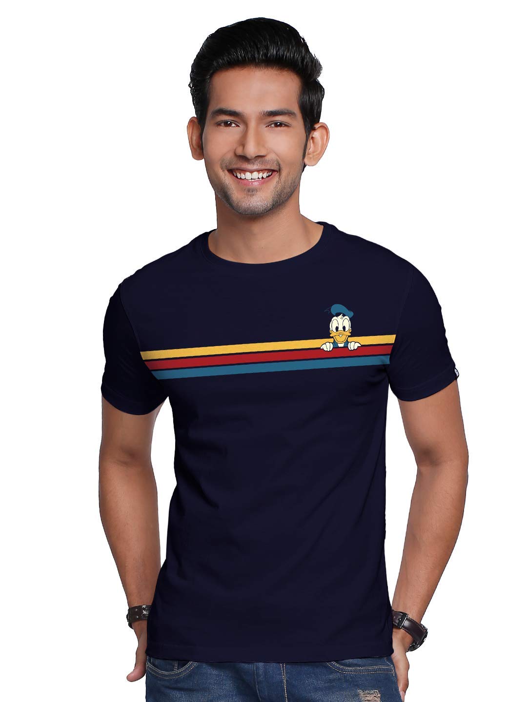 The Souled Store Donald Duck: Stripes Mens and Womens Graphic Printed Cotton T-Shirt Blue T-Shirts Fashionable Trendy Grap... - Review, Price and Buying Guide