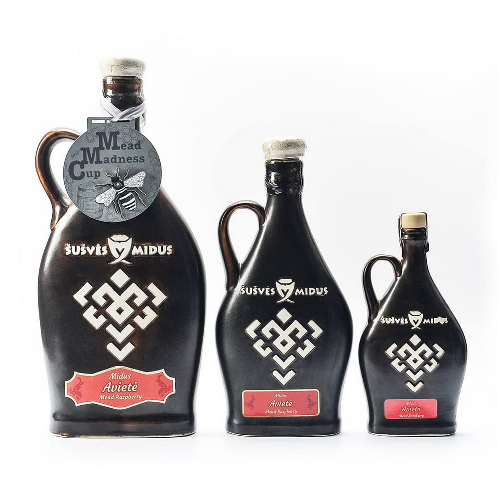 Himbeeren Honigwein Met 0,5 L Keramikflasche | 14 vol.% | Met aus Litauen Mead Himbeermet
