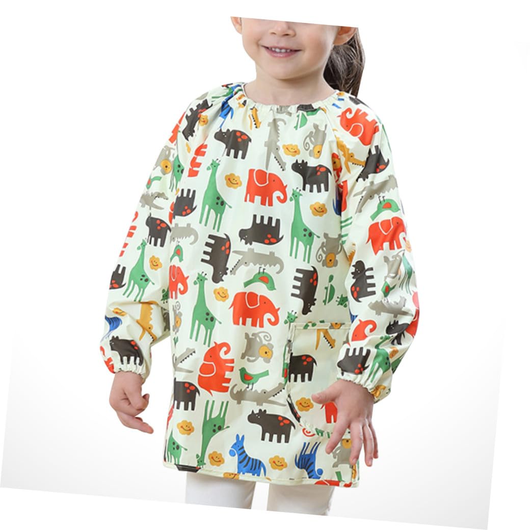 Mikinona Tablier de Peinture Blouse D'artiste Jaune Imperméable en Polyester Manches Longues, Protège-vêtements Facile à Nettoyer pour Garçon et Filles pour Dessin et Peinture