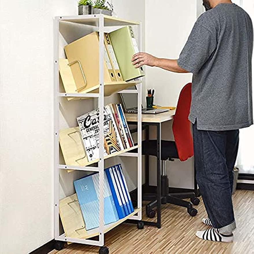 Amazon | ファイルラック 斜め キャスター付き 4段 天板付き