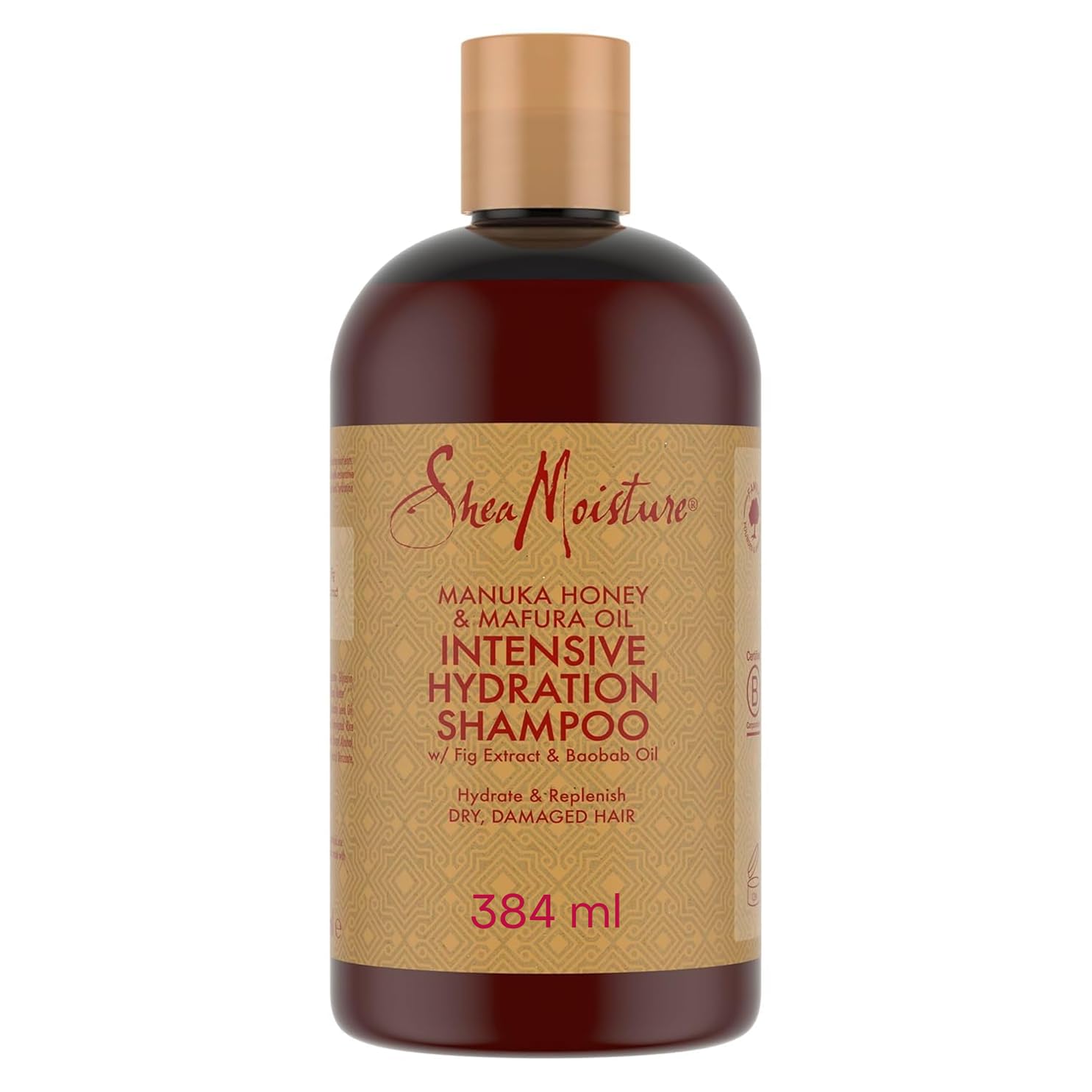SheaMoisture Shampooing Hydratation Intensive, Pour Cheveux Bouclés, Crépus et Abîmés, Cheveux Doux et Nourris, Hydratation Intense, Miel de Manuka, Huile de Mafura et Beurre de Karité, 384 ml