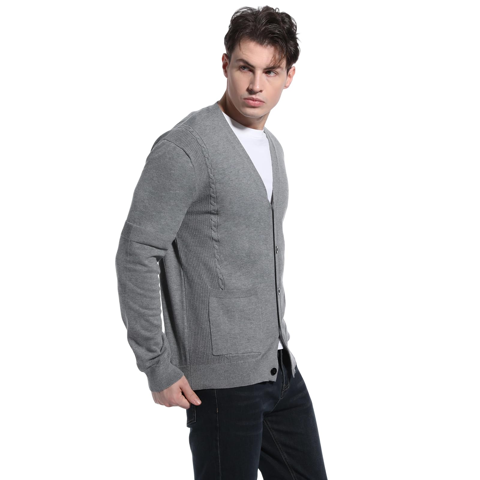 Cardigan da Uomo Maglieria Scollo V Cardigan con Tasche Cotone a Maniche Lunghe Maglione Elegante e Casual Giacca Leggera per Ufficio e Appuntamenti Taglie S-XXL