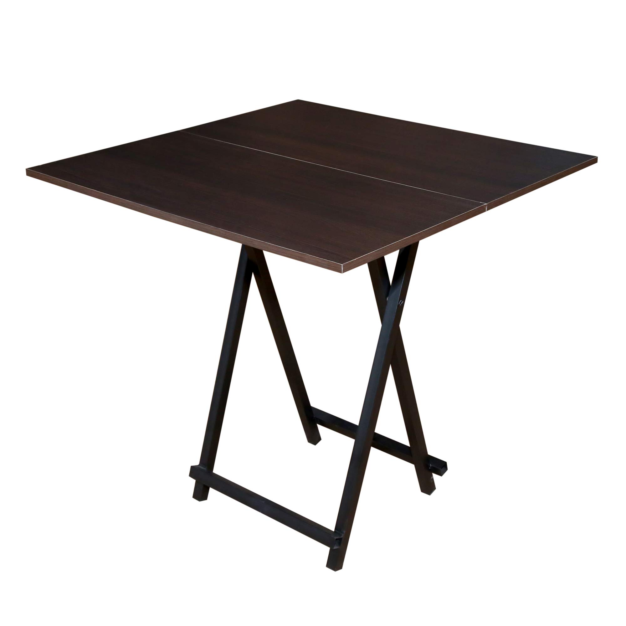 CUBIX Mobile Folding Garden Dining Table Square Folding Deck Table Portable Picnic Folding Table Game Table Card Table Study Table Reading Eating Square (70 X 70 x 70 cm) Wallnut