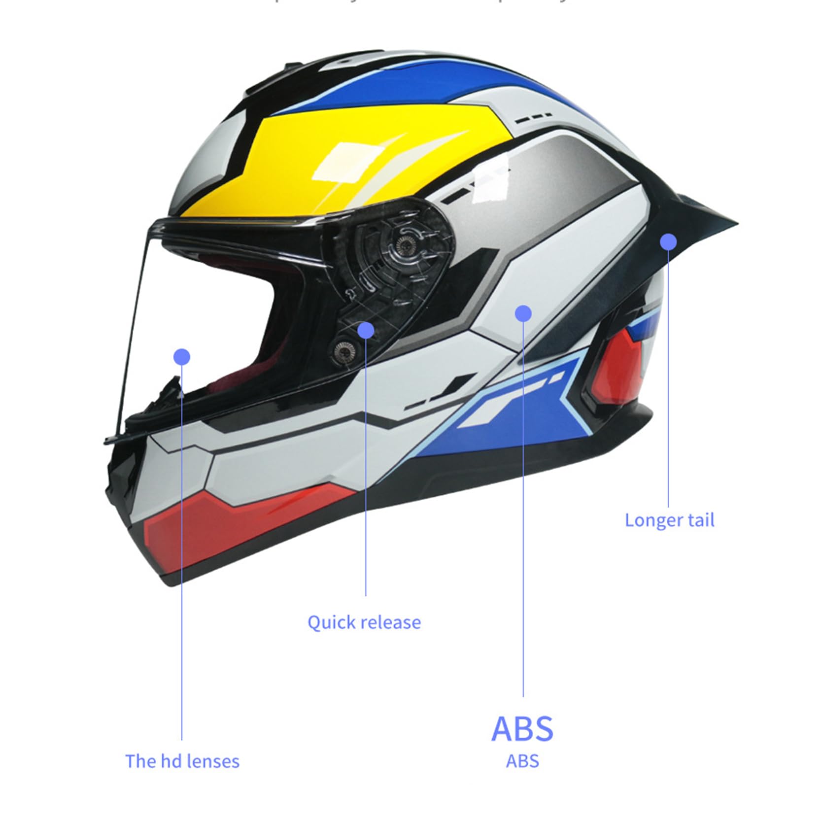 Motorradhelm Integrierter,modularer, aufklappbarer Motorradhelm, ECE/DOT-geprüft,belüftet und atmungsaktiv, Baumwollnetzfutter, längeres Heck,Integralhelm für Männer und Damen,F-L(56~57cm)
