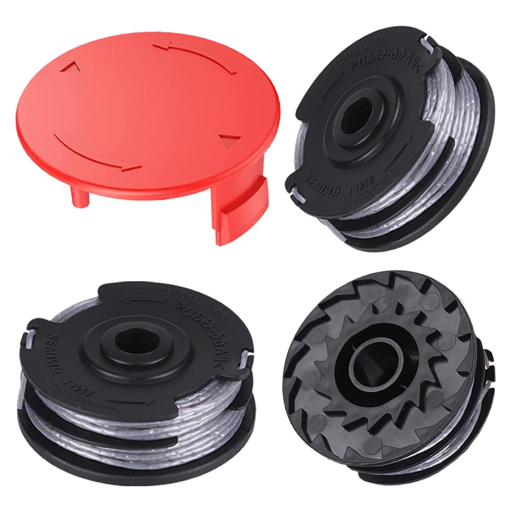 Dgwangge Ws-Bos-2C-3+1(Hong) 3Pcs Replacement Strimmer Line 1Pcs Spool Cover Cap,Compatible With Bosch Advanced Grasscut 36,Art 36-36 Li,Art24/24+, Art 27/27+,Art 30/30+ Double Autofeed Nylon Replacement Spool Wire