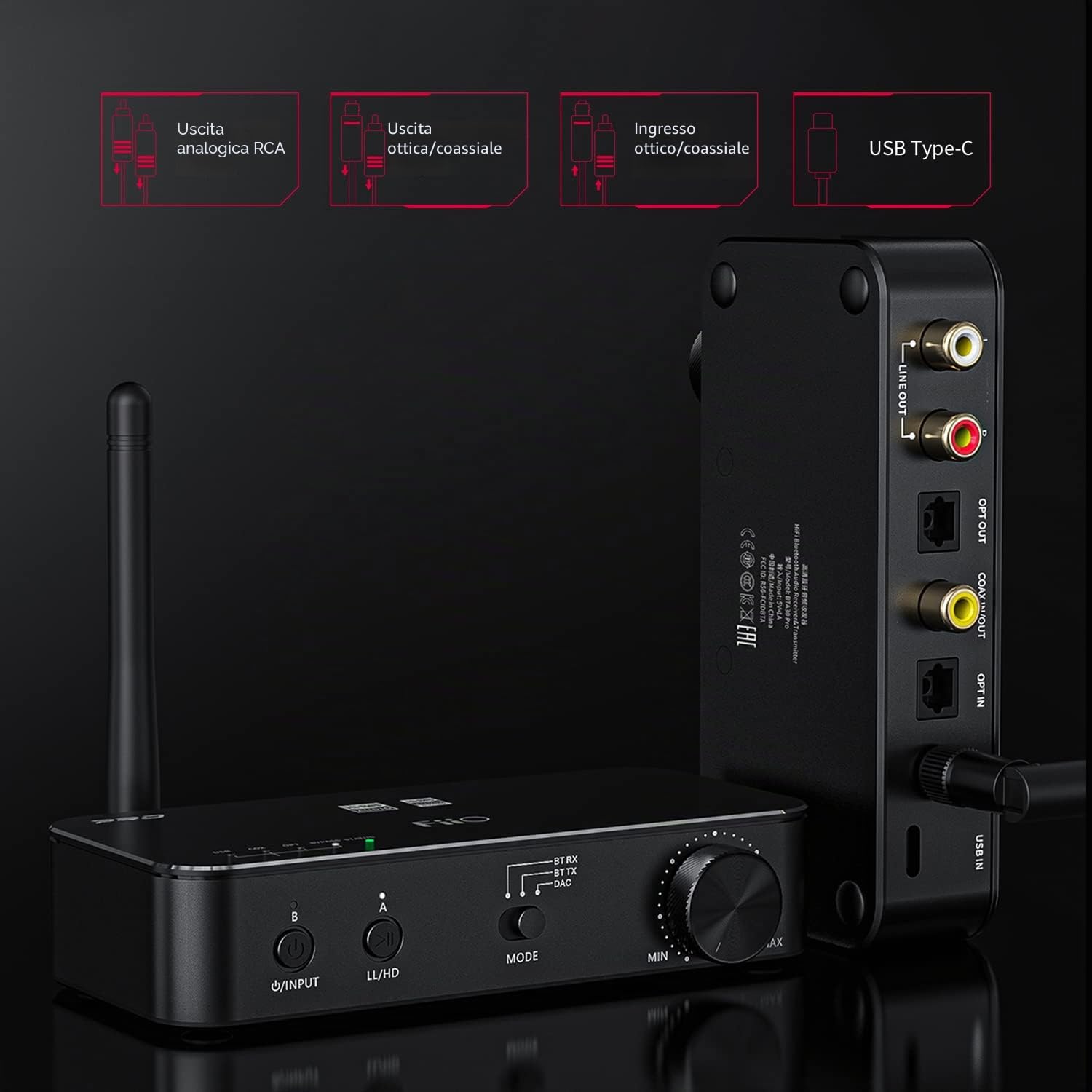 FiiO Trasmettitore/ricevitore Bluetooth ad alta risoluzione BTA30 Pro TX/RX con supporto LDAC