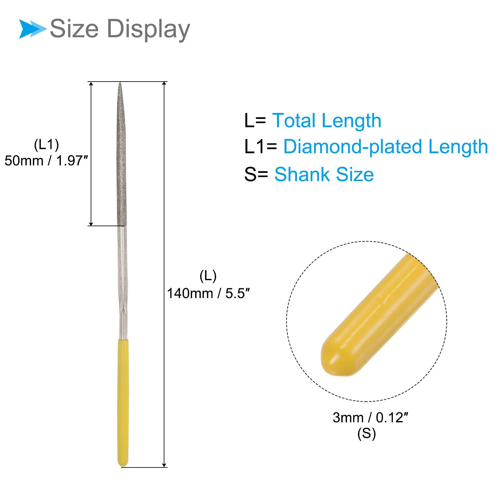 CoCud Diamond Coated Needle File,, 3x140mm - Image 2