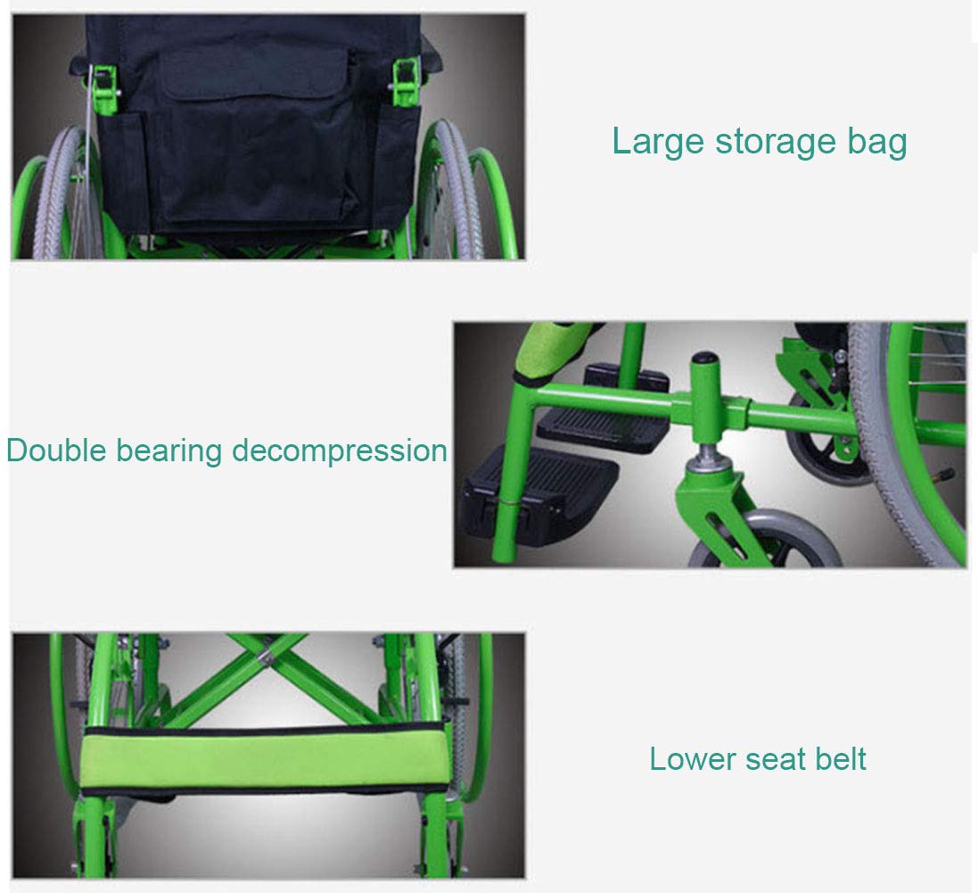 Wheelchair, Silla de Ruedas Manual Plegable Ligera de aleación de magnesio Multifuncional, Conveniente para Personas con discapacidades para Llevar una Silla de Ruedas Plegable Ultraligera