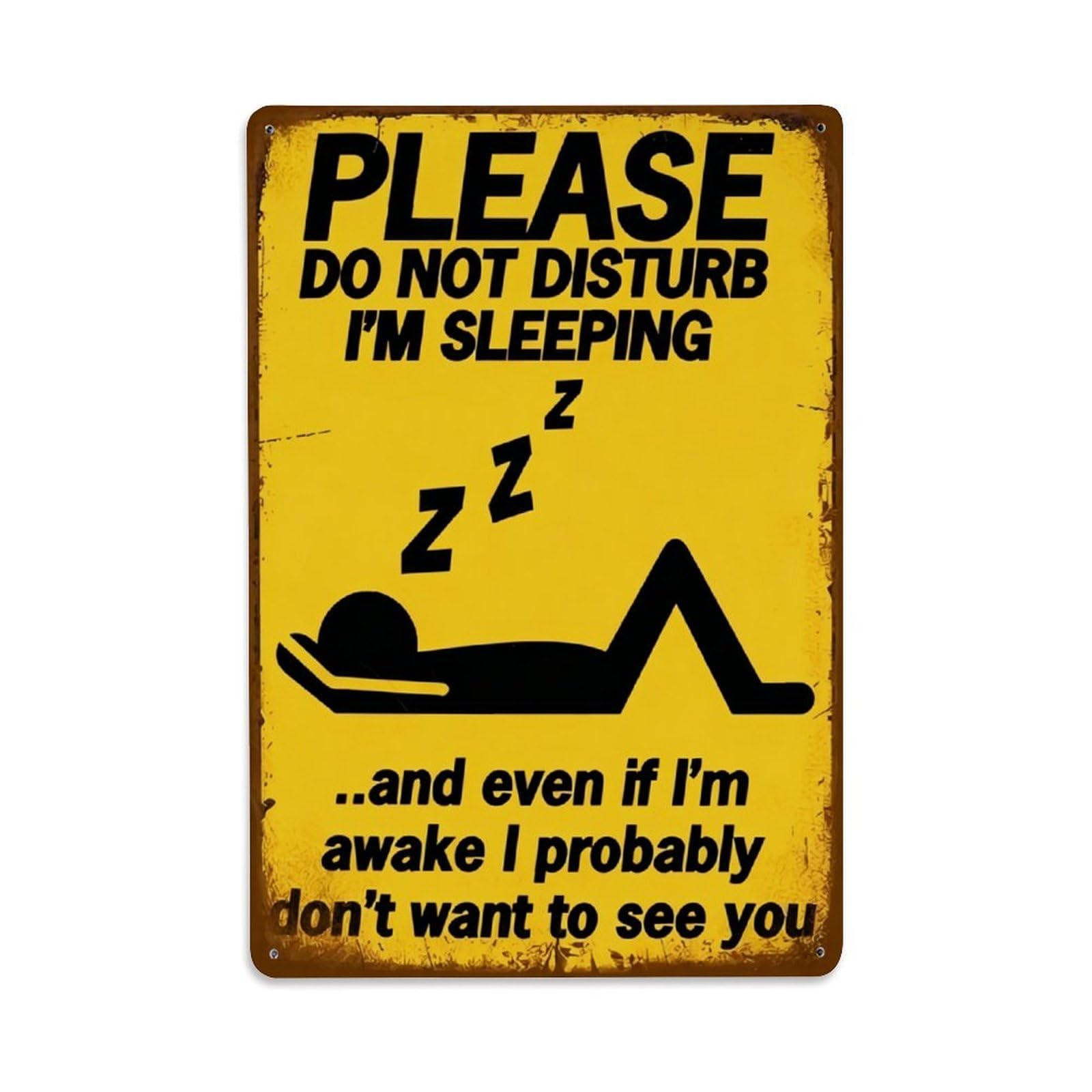 Please Do Not Disturb I'm Sleeping Funny Sign Vintage Aluminium Metal Sign, Retro Wall Decor for Home, Bar, Garage & Farmhouse 30x20cm
