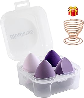 4 Pcs Makeup Sponge Beauty Blender Set - Makeup Sponges For Foundation Blender with Egg Case and 1 Holder, Flawless for Cr...